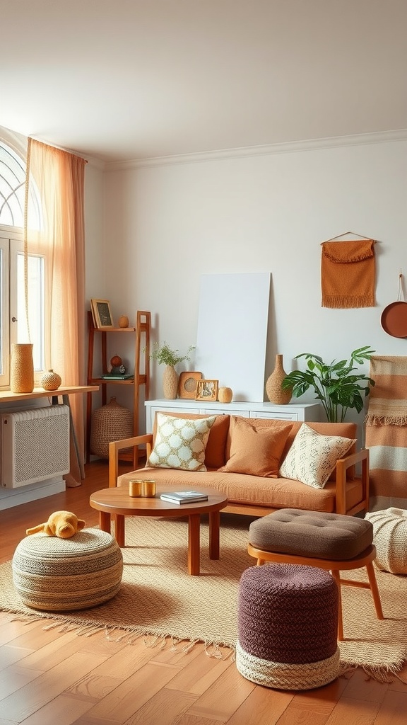 A cozy living room with warm color palettes and inviting decor.